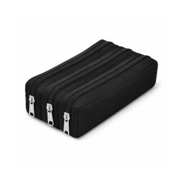 Imagem de Estojo Escolar Triplo Simples Black Poliéster Dac Oficial