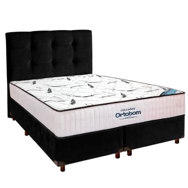 Imagem de Cama Box Com Colchão Queen High Foam Ortobom + Cabeceira Preto