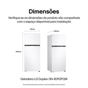 Imagem de Geladeira LG Frost Free Inverter 395L Duplex Cor Branca - 127V, 110V