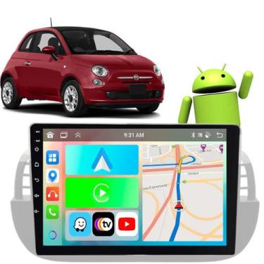 Imagem de Kit Central Multimídia Android 9 Polegadas CarPlay Fiat 500 2010 a 201