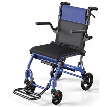 Imagem de Cadeira de Rodas de Transporte Adulto Medorol Azul Dobrável Leve com Alça Telescópica e Freio Modelo J023