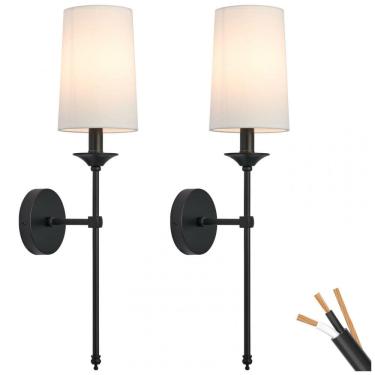 Imagem de Conjunto de Luminária de Parede com Fio, Estilo Vintage, Material de Metal e 2 Peças, 1...