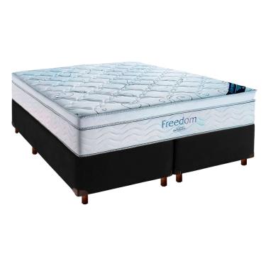 Imagem de Cama Box Preto + Colchão Queen Freedom Ortobom