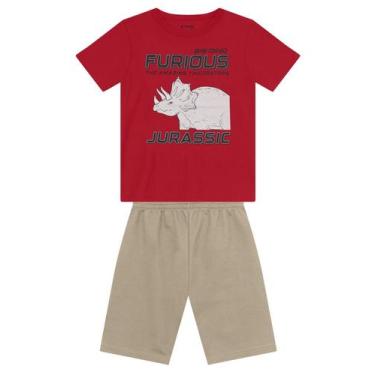 Imagem de Conjunto infantil menino de dinossauro Brandili, 4, Bordô