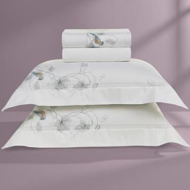 Imagem de Jogo de Lençol Queen Karsten Percal 300 Fios 100% Algodão Egípcio Esta