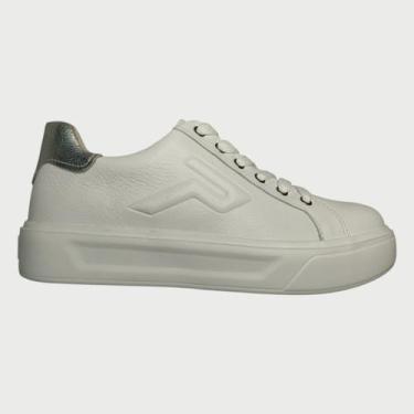 Imagem de Tenis Feminino Pegada Couro Casual Conforto Cadarço 211216, Branco, 38