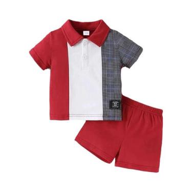 Imagem de Conjunto De 2 Peças Para Bebês Meninos, Bloco De Cores, Gola Polo E Sh