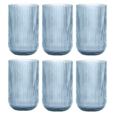 Imagem de Jogo C/ 6 Copos de Vidro Versalhes Azul 460ml Luxo Bebidas Água Suco -