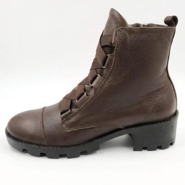Imagem de Bota coturno feminino trilha da lua 13039 couro, Chocolate, 34