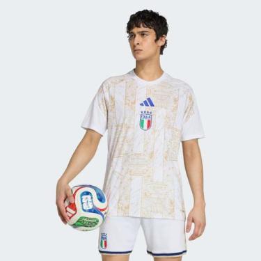 Imagem de Camisa Adidas Itália Pré-Jogo I 2026 Branca e Bege, EEG
