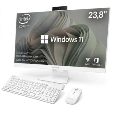 Imagem de All In One Computador Intel I7 16gb Ssd256gb Tela 23,8 Full HD PC Comp