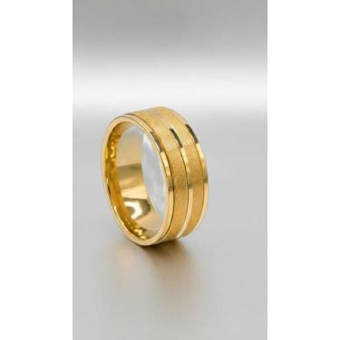 Imagem de Aliança Tungstênio 6mm Dourada Fosca com Frisos - Congratulations Stor