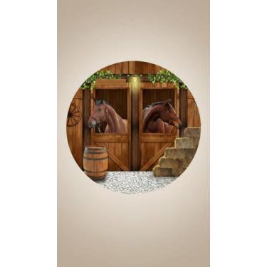 Imagem de Painel Redondo Tecido 1,50m x 1,50m Tema Cavalo - Congratulations Stor