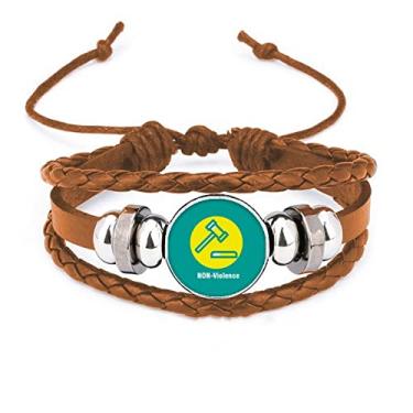 Imagem de un brand Pulseira da amizade Keep Peace com ornamento de joias de couro