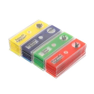 Imagem de KKcare 48 pçs/conjunto de lâminas de microscópio preparadas em plástico animais insetos plantas amostras de amostras conjunto de lâminas com etiquetas coloridas para crianças estudantes