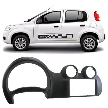 Imagem de Moldura Painel 2 Din Dvd Fiat Novo Uno 2012 2013 2014 2015