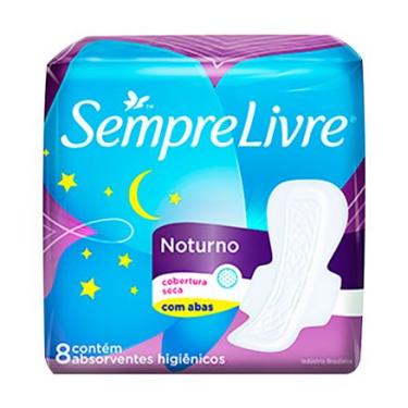 Imagem de Absorvente Sempre Livre Noturno Cobertura Seca Com Abas 8un Sempre Livre