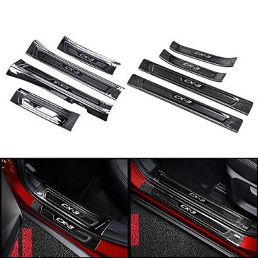 Imagem de 8 peças de capa de placa de proteção de entrada interna e externa para Mazda CX-3 CX3 2016-2021