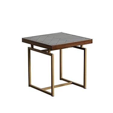 Imagem de Mesa de centro quadrada de madeira mesa lateral para casa retrô canto decorativo vários sala de estar sofá moldura lateral mesa de canto quarto mesa de cabeceira mesas de canto