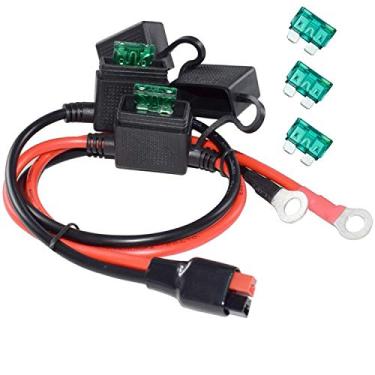 Imagem de LIXINTIAN Fonte de alimentação 10AWG ou cabo de bateria, conectores 45A e anéis de terminal de 3/8", com fusível de proteção 30A, para automóveis - 60 cm