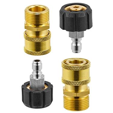 Imagem de ROYPOWER Conjuntos de adaptadores para lavadora de pressão, kits de conexão rápida M22 de 14 mm a 1/4" de conexão rápida, pistola de conexão rápida à mangueira (2 x 2, embalagem com 2)
