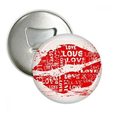 Imagem de Palavra-chave do Dia dos Namorados Love Kiss abridor de garrafas ímã de geladeira emblema multifuncional