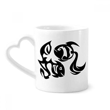 Imagem de Caneca Constelação Peixes Signo do Zodíaco Caneca Café Cerâmica Copo de Coração de Vidro
