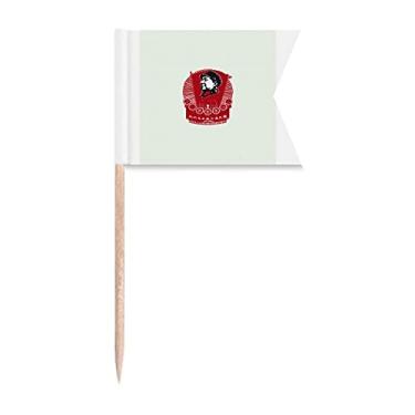 Imagem de Bandeira de de educação vermelha chinesa para palito de dentes, marcação de etiquetagem para bolo de festa, prato de queijo