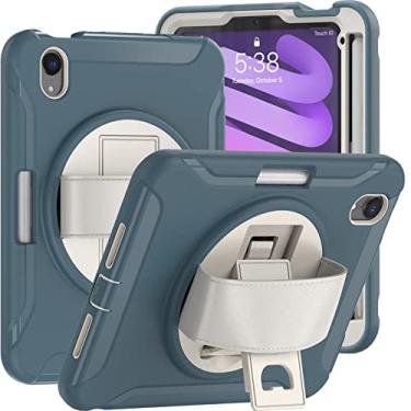 Imagem de ORIbox Capa Morandi para iPad Mini 6, corpo inteiro à prova de choque, proteção 3 em 1 contra quedas com suporte de 360°/alça de mão