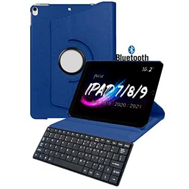 Imagem de Capa Teclado Para Apple Ipad 7ª/ 8ª/9ª Geração Ano: 2019/2020 / 2021 Giratoria 360° Linha Premium - Álamo (AZUL)