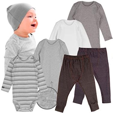 Imagem de Roupa Frio Bebê Conjunto Kit Body Manga Longa e Calça Neutro Minimalista Minino Menina (18 Meses (12-18 M), 6 peças (Confort))