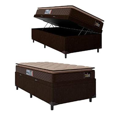 Imagem de Cama Box Baú Colchão Espuma D33 Pillow Top Millenium Marrom Hellen - Suporta até 120kg por Pessoa (Solteiro)