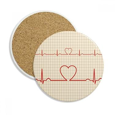 Imagem de Caneca com estampa de coração de eletrocardiograma, copo, copo, copo, proteção de mesa, pedra absorvente