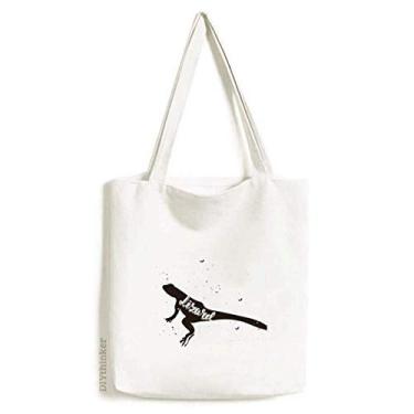 Imagem de Bolsa de lona preta e branca de lagarto, bolsa de compras, bolsa casual