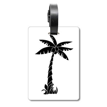 Imagem de Plant Coconut Tree Bolsa de mala com contorno preto Etiqueta para cartão de bagagem
