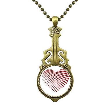 Imagem de DIYthinker Colar Red Radiate Dots para Dia dos Namorados Joia de Guitarra Antiga Pingente Música