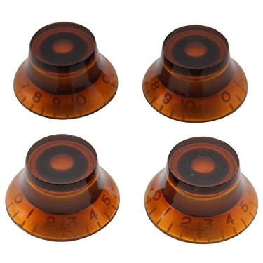 Imagem de Musiclily Métrico 6mm LP Knobs Top Hat para Guitarra Estilo Les Paul,Âmbar com Número Branco (4 Peças)
