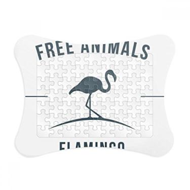 Imagem de Moldura de quebra-cabeça de desenho animado flamingo animal azul contorno de imagem enfeite de quebra-cabeça