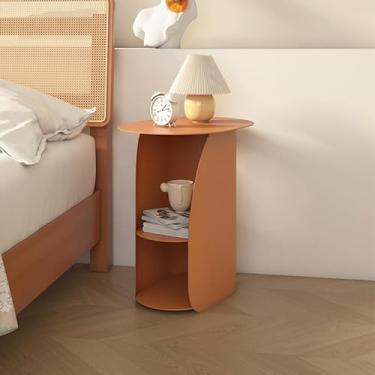 Imagem de Mesa de cabeceira mesa de cabeceira moderna e simples armário de cabeceira armário completo de armazenamento de metal pequena prateleira de armazenamento mesa de café para sala de estar (cor: 51 x 47 x 30 cm)