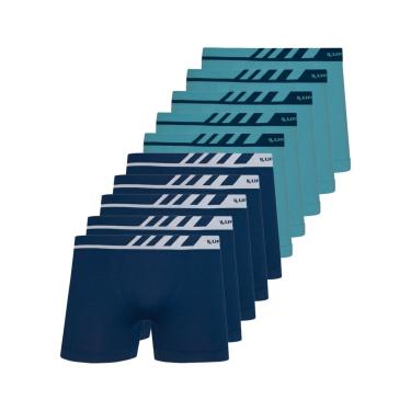 Imagem de Kit com 10 Cuecas Boxer Lupo 671-002 Colorido Azul Marinho  masculino