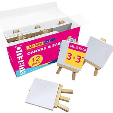 Imagem de Pacote de mini lonas coloridas magnéticas - Mini telas em volume para pintura e artesanato, o melhor para crianças, With Easel, 3"x 3"