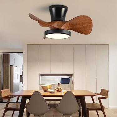 Imagem de Ventiladores de teto pequenos para quarto com luzes e controle remoto Luz de teto moderna e silenciosa com ventilador LED regulável reversível modo inverno e verão Ventilador de teto para sa