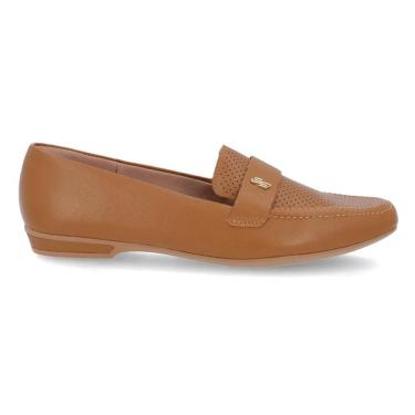 Imagem de Loafer Usaflex Feminino Couro Salto Bloco Couro Casual UC0501