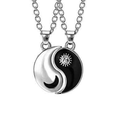 Imagem de Colar de sol e lua para mulheres e homens combinando Tai Chi Yin Yang Colar Melhores Amigos BFF para 2 Colares de Amizade para Adolescentes Joias, Metal, Sem Pedra Preciosa