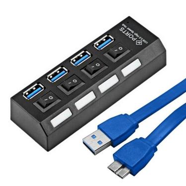 Imagem de Hub MD9 4 Portas USB 3.0 Com Interruptor de Energia + Cabo - 7873