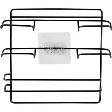 Imagem de Suporte Porta Rolos Papel Alumínio Toalha e Filme PVC de Parede Fixação por Adesivo Preto Utimil