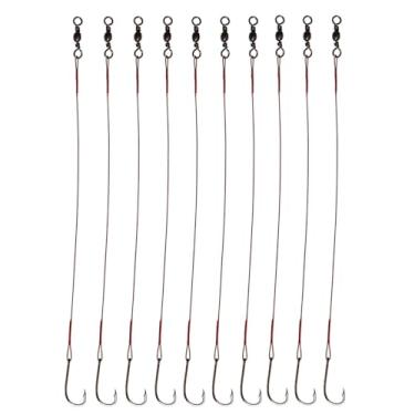 Imagem de 20 pçs/pacote de anzóis de pesca com fio de pesca revestido de nylon líder de fio de pesca com cilindro giratório e gancho afiado 3/0 2/0 1/0 1# 2# 4# (1/0)