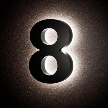 Imagem de LLtronation Números de casa LED retroiluminados de 12 cm para o exterior, número de endereço residencial flutuante de aço inoxidável, números grandes de casas modernas para quintal, rua, acabamento