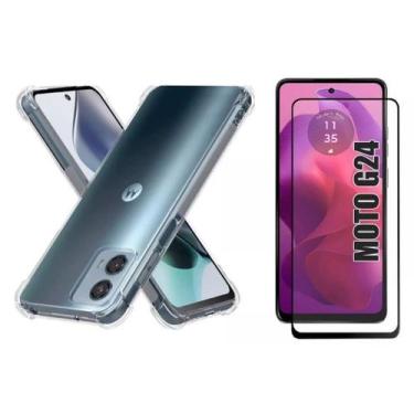 Imagem de Kit Capa Transparente + Película 3D de Vidro para Motorola MOTO G24 - 