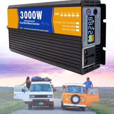 Imagem de HENGJINGTR 3000 Watt Inversor de Potência de Onda Senoidal, Pure Sine Wave Inverter Power Inverter 12V Para 110V com 1 Tomada Car Inverter para a Família, RV, Off Grid Solar, Carro,72v to 220v